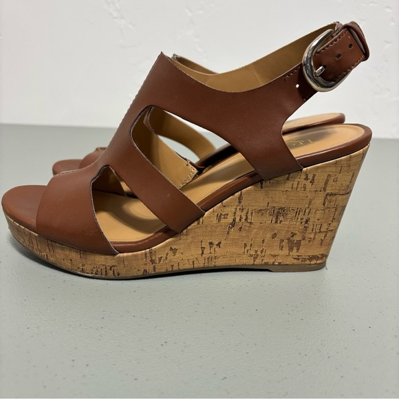 Franco Sarto Women's Wedge Sandals Platform Brown Cognac Size 8.5M Mantle - Picture 6 of 16